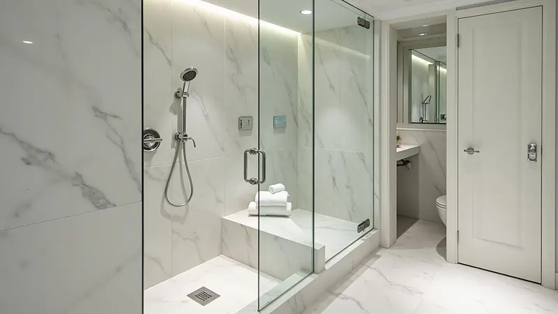 Stone details in a finished bathroom