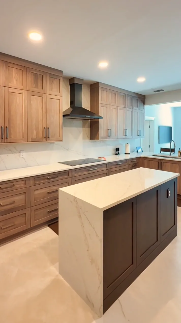 Still frame of a finished kitchen countertop installed by HB Marble & Granite