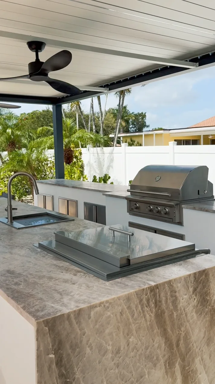 Still frame of an outdoor kitchen countertop project in Southwest Florida