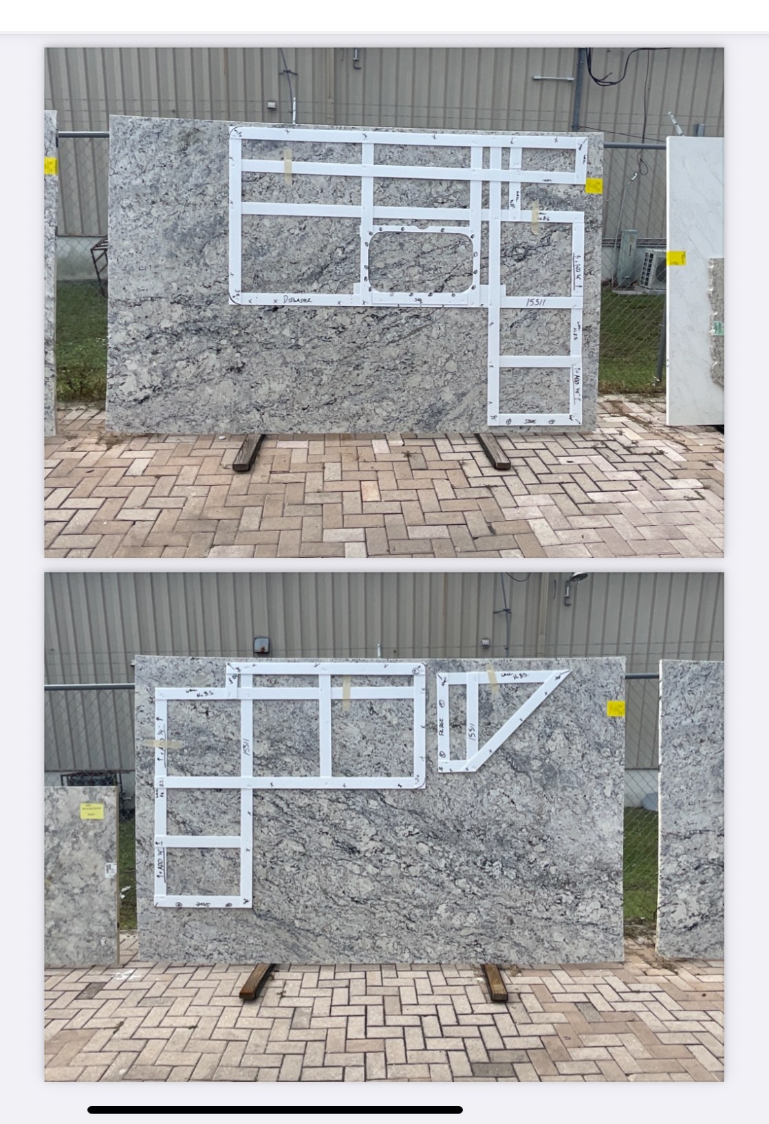 Layout template laid on a slab